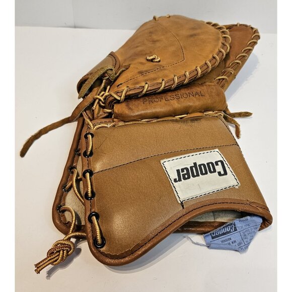 VINTAGE COOPER GM12 HOCKEY LEATHER GOALIE GLOVE W GM6 JR BLOCKER FULL RIGHT - Picture 2 of 16